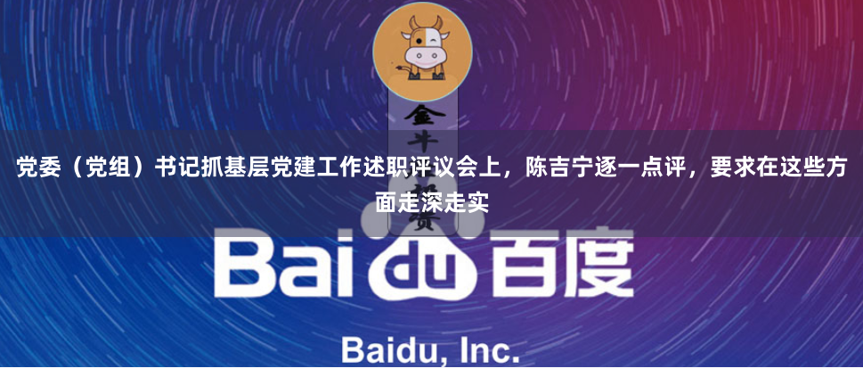 党委（党组）书记抓基层党建工作述职评议会上，陈吉宁逐一点评，要求在这些方面走深走实